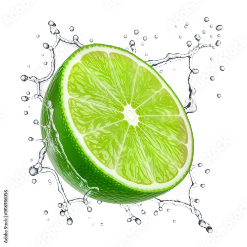 Zesty Splash: A Lime Wedge Explodes with Freshness in Frozen, Crystalline Motion