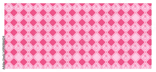 Pink heart crown diamond grid pattern background