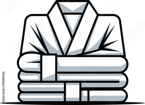 Folded white bathrobe vector icon, freshly pressed folded white thobe on transparent background