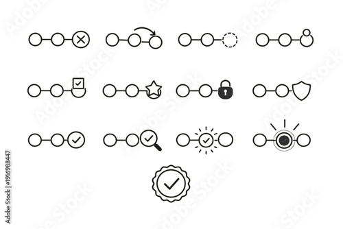 Retry vector state icons minimalist skipped shield step policy completion glow icon