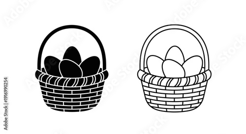 Easter basket with eggs and chocolates, easter basket with eggs Vector