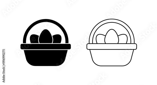 Egg basket illustration: black and white egg basket design Vector