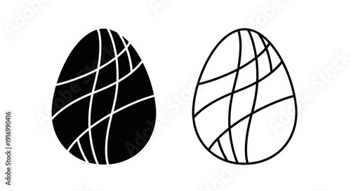 Elegant black and white egg design with intricate line art patterns Vector
