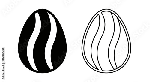 Minimalist black and white egg designs on white background Vector