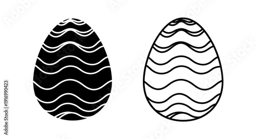 Abstract black and white wave pattern egg design vector illustration Vector