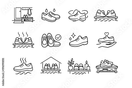 Concept home focus shoe indoor drying gentle interior icon awareness vector wet
