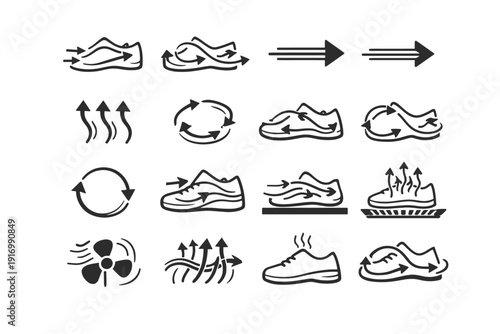 Simple airflow focus continuous exit generation image clarity ventilation vector loop silhouette