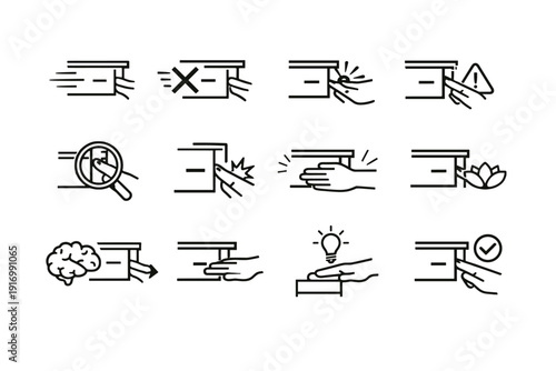 Focus closing crossed simple cue drawer speed prevention image icon generation calm