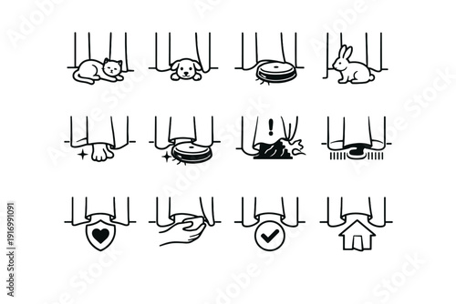 Focus image generation vector safety care prevention icon animal near vacuum simple