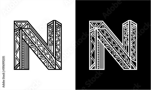 Letter N in Industrial Truss Structure Design.