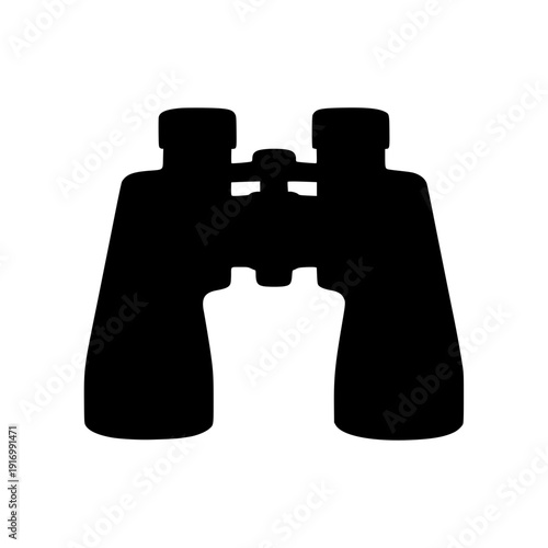 Binoculars icon in black silhouette on gray background