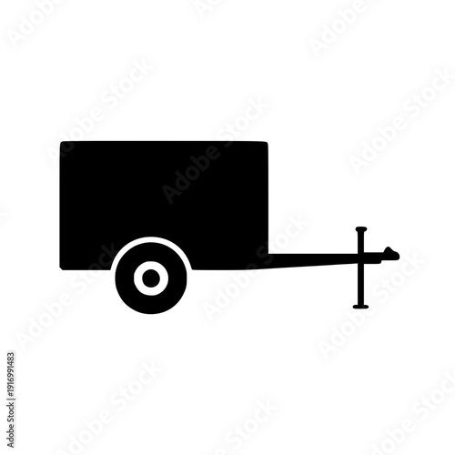 Cargo trailer icon in black silhouette on gray background