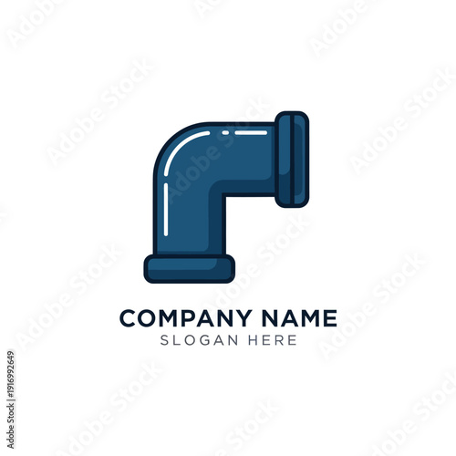 Blue Pipe Fitting Plumbing Icon Illustration.