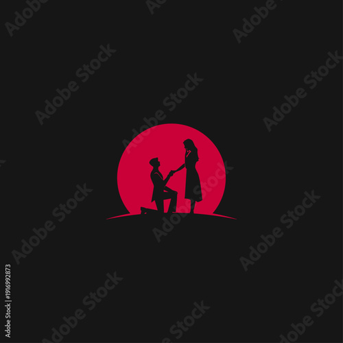 Loving couple logo icon flat vector design
