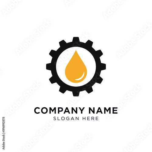 Oil Drop Inside Gear Logo Design.