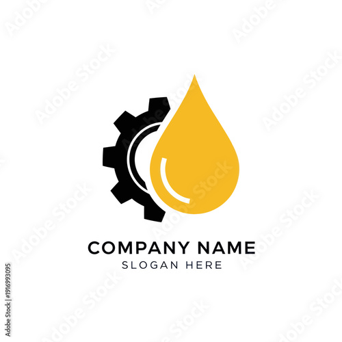 Oil Drop and Gear Logo Design.