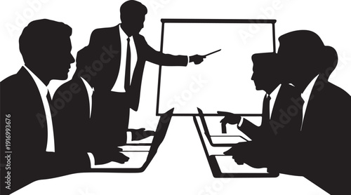 Business meeting with people and presentation office