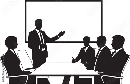 Business meeting with presentation and attendees office