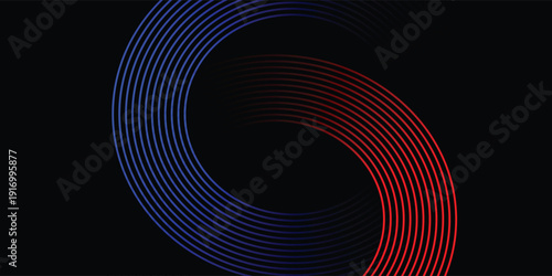 Abstract Black Background with Intense Red and Blue Geometric Curves