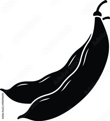 silhouette fresh broad bean pods healthy organic vegetable food element vector design
