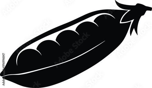 silhouette fresh green peas pod natural organic food healthy vegetable vector design
