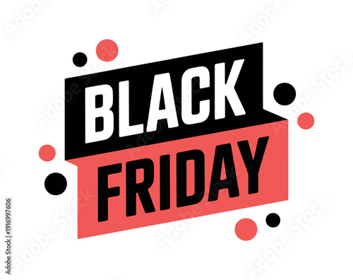 A Black Friday logo with a red and black color scheme on a white background