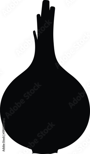 silhouette of fresh onion bulb with green sprouts vector design