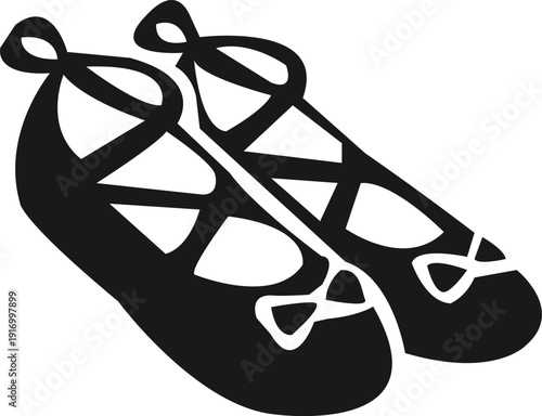 Modern black silhouette illustration of little girl ballet flats