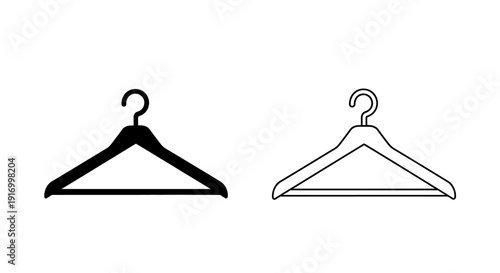 Two different hangers in black and white, minimalist design, hangers for clothes Vector