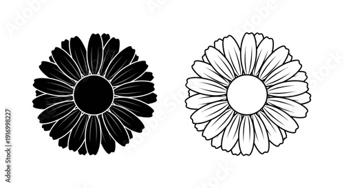 Minimalist black and white floral designs for modern art and graphic design Vector