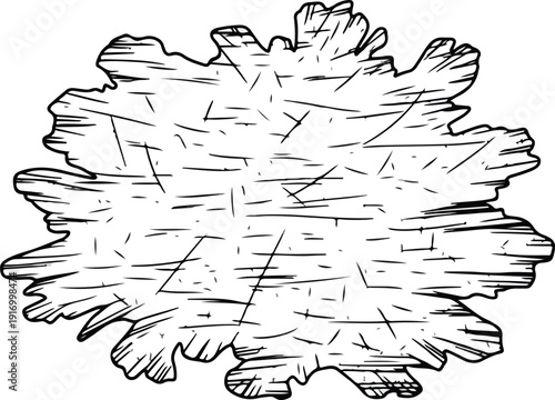 A black and white illustration of a tree bark texture or a leaf pattern design element