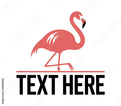 A pink flamingo logo with a text placeholder on a white background