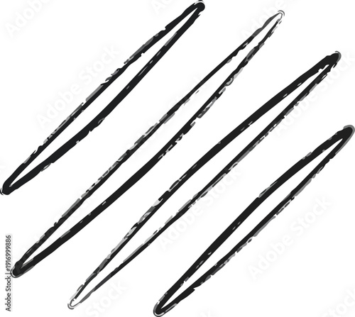 Four black windshield wiper blades isolated on white background