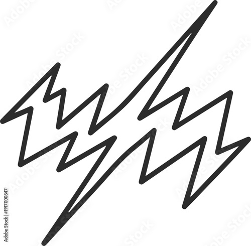 Lightning bolt icon symbol electric shock graphic element  simple black line drawing