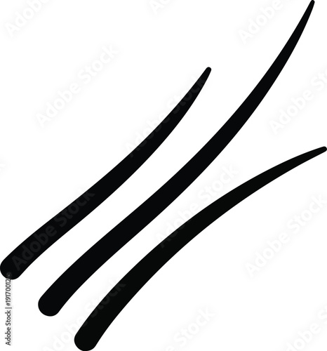 Three black curved lines on white background for design and decoration purposes