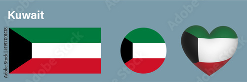 set Kuwait flag icon vector illustration 