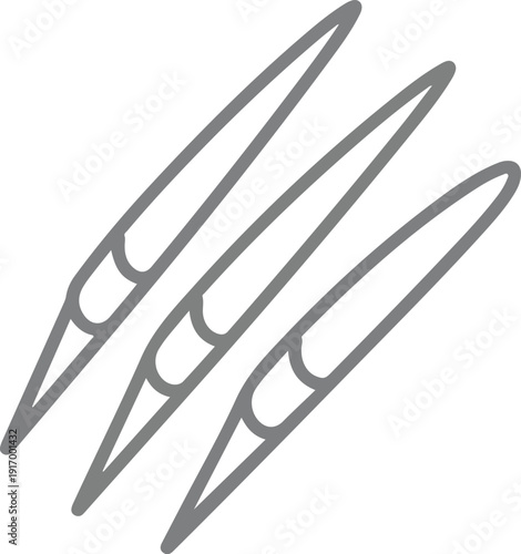Three gray pencils on white background for drawing and writing purposes