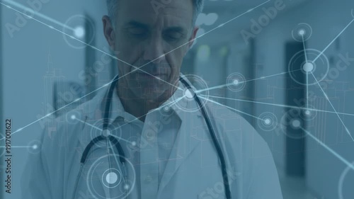 Animation network of hexagons network