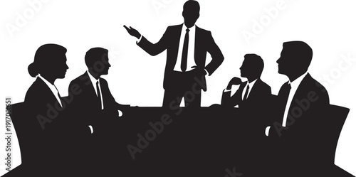 Silhouette of people in business meeting around table