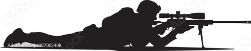 Silhouette of person lying prone with rifle and scope 1
