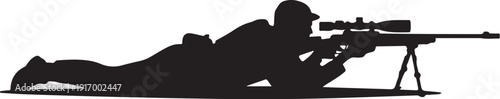 Silhouette of person lying prone with rifle and scope 2
