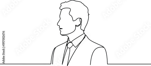 Single Line Portrait of Man in Suit Looking Sideways