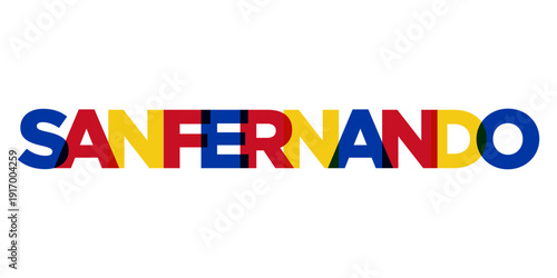 San Fernando in the Philippines emblem. The design features a geometric style, vector illustration with bold typography in a modern font. The graphic slogan lettering.