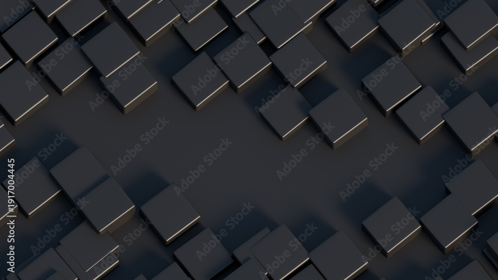 Fototapeta premium 3d rendering of black cube tridimensional background 