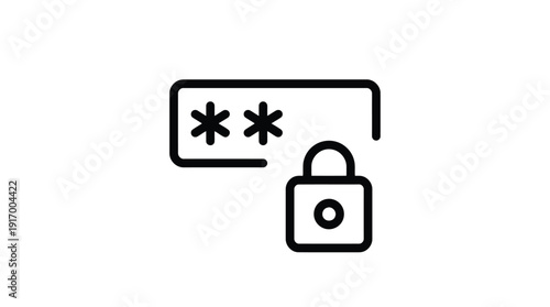 Simple icon representing password and security with a padlock.