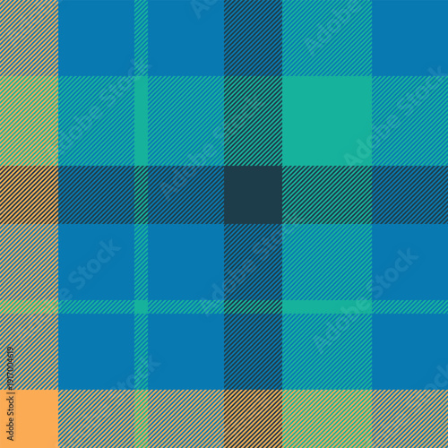 Messy check plaid pattern, many fabric seamless tartan. Duvet vector background texture textile in cyan and teal colors.