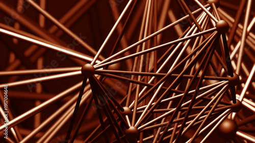 Cuadro en lienzo red Complex arrangement of metallic lines creates a sophisticated network, symbolizing technology and communication