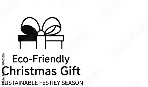 A black and white outline of a gift with a bow, promoting eco-friendly Christmas