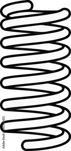 A black outline coil spring, spiraling vertically on a white background