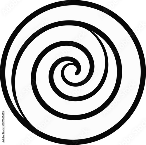 A black spiral pattern on a white background